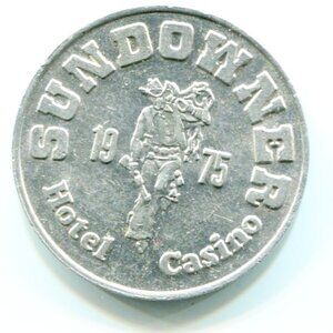 1975 Sundowner Hotel & Casino Reno, NV Aluminum Free Play Slot Token (b289-5)